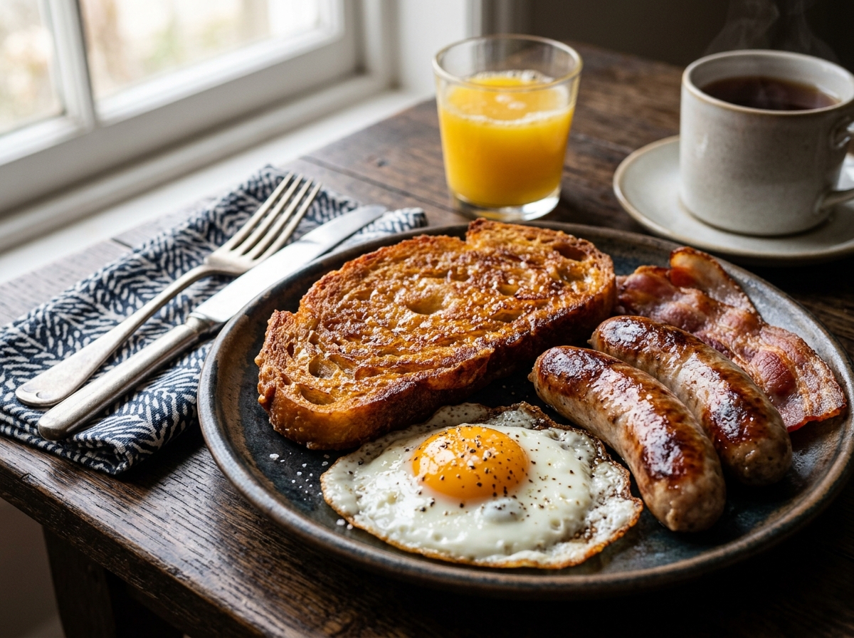 Photorealistic editorial photograph of Traditional Fried Bread cooked in a home kitchen setting.
